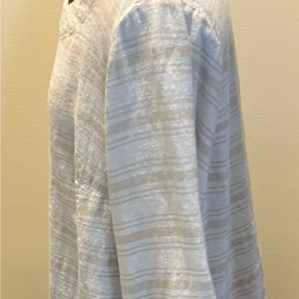 Sigrid Olsen Elegant Cream and Light Tan Linen/Rayon Women's Top - Picture 2 of 4
